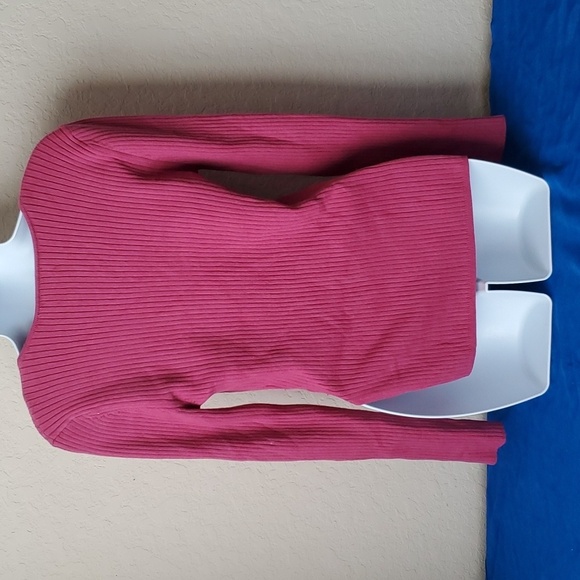 4/$30 ** Open Edit Rib Scoop Neck Ribbed Sweater Pink Size L sz M - Picture 3 of 6